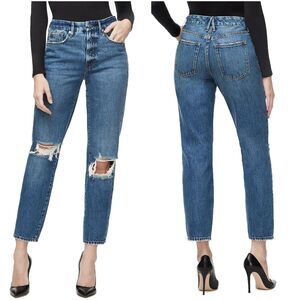 Good American Good Vintage Distressed Straight Leg Jeans Size 4 27